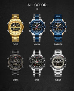 Montre personnalisée Naviforce 9195, montre de luxe avec bracelet en acier, montre-bracelet à quartz numérique à double affichage, montres personnalisées - Product Image 6