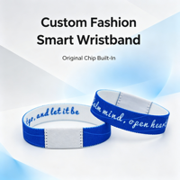 Bracelet tissé élastique NFC personnalisé avec puce RFID pour l'identification, la lecture d'URL et la mode (vente au détail)