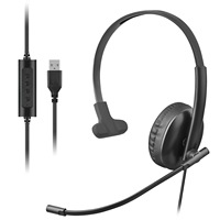 Casque USB léger à oreille unique ouverte, vente directe usine, avec microphone filaire pour systèmes de communication de centre d'appels