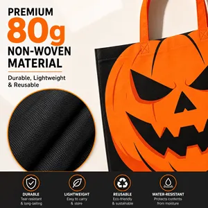 Durable Reusable Halloween <b>Craft</b> Packaging Tote <b>Bags</b> with Custom Logo Heat Pressed Printing Low MOQ halloween non-woven <b>bag</b> - Product Image 5
