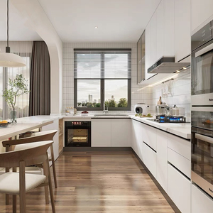 Europe Standard Solid Wood Professional High Gloss Cabinets Made in China Lacquer Wooden Kitchen Furniture Cabinet - Product Image 4