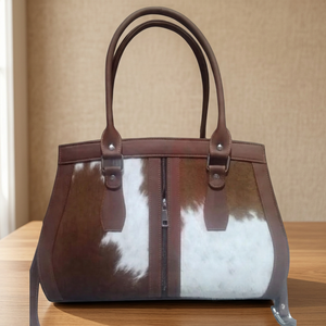Genuine Leather Girls Handbags Zipper Closure Eco-Friendly Vintage Style Stripe Handicraft Shopping Bags Large Capacity - Product Image 1