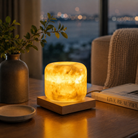 Lampe de table en marbre pour la décoration de la maison, lampe tactile rechargeable en pierre, lumière d'ambiance LED à 3 niveaux de luminosité, lampe de bureau vert jade
