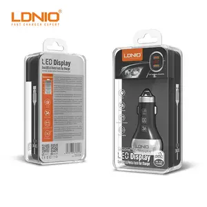 LDNIO C2 Dual Ports QC3.0 USB Car Charger Fast Charging Mobile Car Chargers Adapters with LED Display