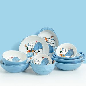 Ensemble de vaisselle en céramique ménager, de style <span class=keywords><strong>japonais</strong></span>, bol à soupe, personnalité créative, belle combinaison - Product Image 3