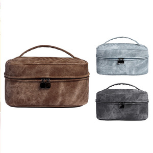 Velvet Cosmetic Bag Zipper <b>Makeup</b> Pouch Portable <b>Travel</b> Toiletry <b>Case</b> with Soft Handle - Product Image 1