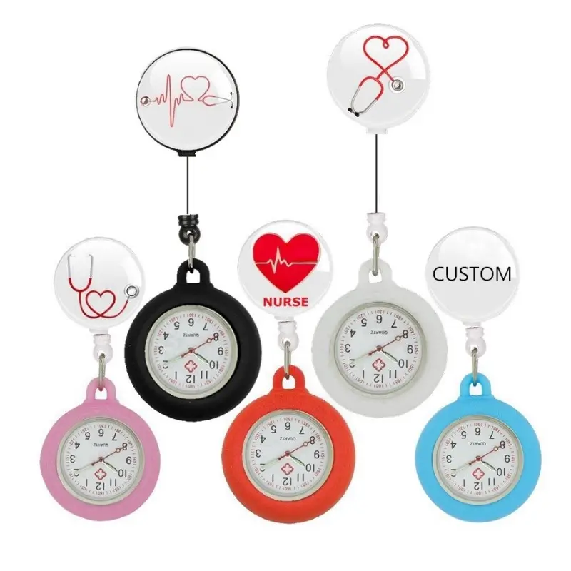 Nuovi arrivi medico stetoscopio retrattile porta rulli orologio da tasca personalizzato in silicone in gomma per infermiere