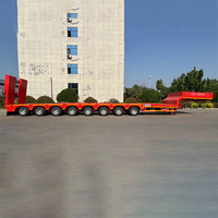Semi-remorque surbaissée LUYI 17,5 m, 100 tonnes, 8 essieux, suspension pneumatique, 8 verrous à torsion, avec section extensible de 8 m