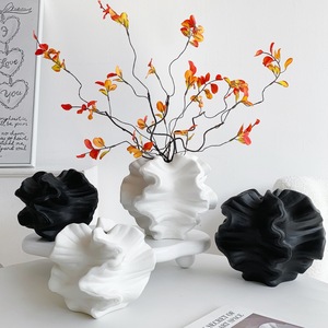 Vases en céramique Qingyu Chronicle, blanc et noir, petite et grande taille, décoration moderne pour arrangements floraux de bureau - Product Image 1