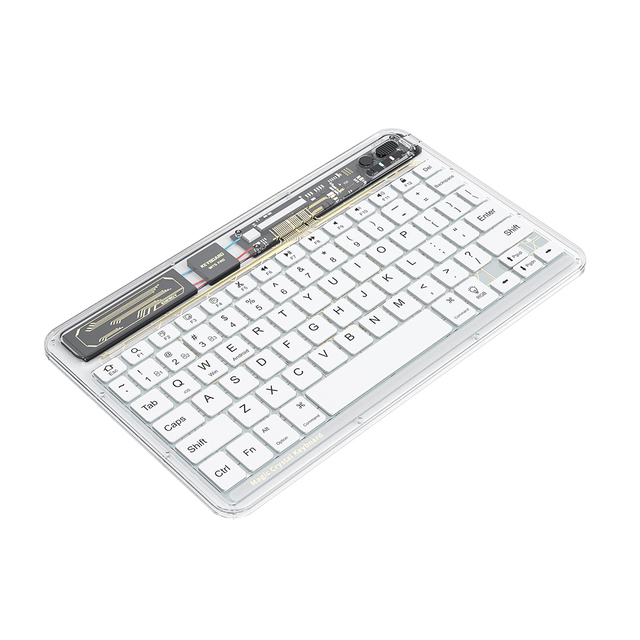 87 Keys Mechanical RGB Backlit Transparent Rechargeable Keyboard iPad Android Phones Tablets Desktop Use Gaming Office