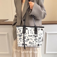 Sac fourre-tout simple grande capacité en PU avec fermeture éclair pour femme, nouvelle collection 2026, style urbain, imprimé tendance en polyester, été-automne