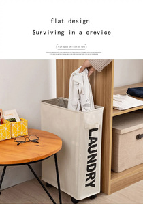 Cesto de lavandería multifuncional Bolsa de almacenamiento de <span class=keywords><strong>ropa</strong></span> sucia Organizador Cesta de lavandería plegable con ruedas - Product Image 4