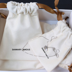 Nouveaux sacs à bijoux en velours, pochettes à bijoux de luxe, sac à cordon en velours avec logo personnalisé - Product Image 3