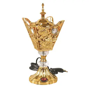 New Style Gold Iron Metal Candle Warmer Aroma Oil Burner Electric Incense Burner For Ramadan Decor