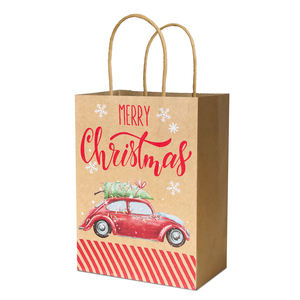 Toptan çevre dostu düz Kraft kağıdından poşet noel tatil parti Favor ambalaj iç<span class=keywords><strong>in</strong></span> kolu ile fabrikadan doğrudan - Product Image 3