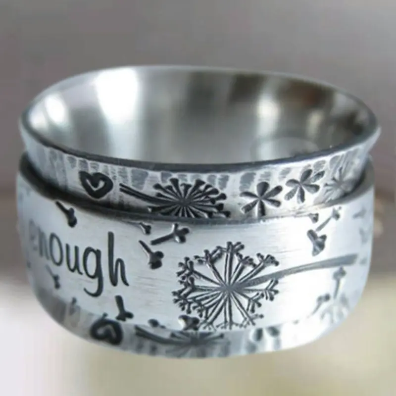 The Latest Design Copper Finger Rings Creative Engraved ring Vintage Double Layer Dandelion Engagement Ring for Unisex
