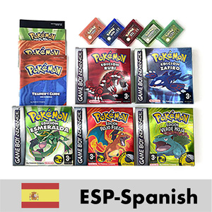 Cartouche de jeu IC SAVE ESP espagnole pour GBA, couleurs Vert Feuille, Rouge Feu, Rubis, Émeraude, SAPHIR, avec boîte et plateau, manuel inclus - Product Image 1