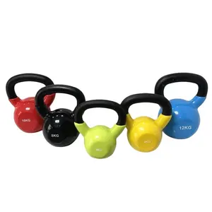 Kettlebell besi latihan kekuatan Logo privasi, peralatan Gym angkat berat badan kompetisi sarung plastik 2kg-50kg
