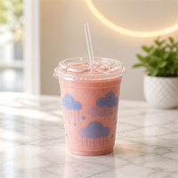 Gobelet en plastique PET transparent jetable de 12 oz et 16 oz avec couvercle Domi, de qualité alimentaire, le plus populaire, avec service de conception de logo gratuit et personnalisé