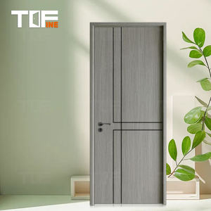 Moderno francés MDF PVC 8 pies oculto precolgado acero aluminio vidrio Interior secreto puertas de madera para casas con marcos - Product Image 3