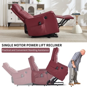 155 °   <span class=keywords><strong>Sillón</strong></span> Reclinable <span class=keywords><strong>Eléctrico</strong></span> con 8 Nodos de Vibración, Masaje, Calor, Puerto USB, Fácil Montaje, Color Rojo Vino, Cuero Sintético PU - Product Image 3