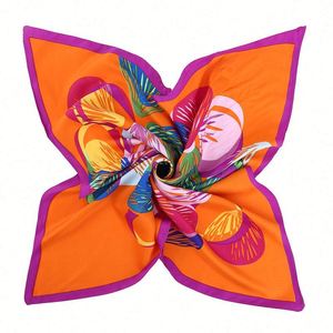 High Quality Oem Premium Multi-purpose Customized logo Flower <b>Silk</b> Satin Head <b>Scarf</b> - Product Image 1