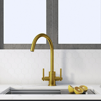 Robinet d'évier de cuisine à double poignée en or robinet de lavabo en Amérique du Sud avec poignées à double levier