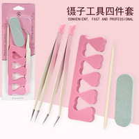 Ensemble de pinces à ongles de haute qualité, mini-bâtonnets de polissage, bâtonnets en bois d'oranger, repousse-cuticules et pinces à gemmes à pointe incurvée