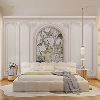 Papier peint mural en marbre vert 3D gaufré beige crème, panneau de plâtre européen, décoration intérieure pour villa, chambre et salon