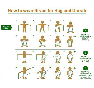 Hajj Ihram Juego de toallas de muselina Ihram Hajj y Umrah Set Bordado personalizado Poliéster Haji Ihram Ropa Hajj Juego de toallas - Product Image 6