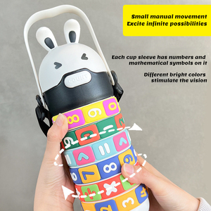 520ml grande capacité sans Bpa tasse en plastique pour enfants mignon Portable maison filles dessin animé bouilloire Puzzle <span class=keywords><strong>bouteille</strong></span> d'eau numérique - Product Image 3