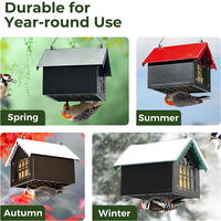 Mangeoire à oiseaux suspendue personnalisée JH-Mech, design incliné avec toit surélevé, construction entièrement soudée, mangeoire à nourriture pour oiseaux