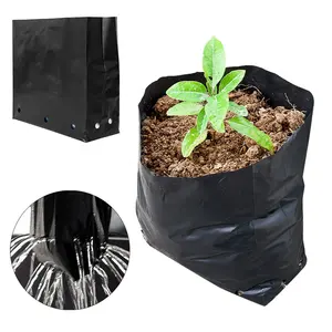 Plástico pe preto planta berçário poli saco perfurado semente agrícola berçário potes crescer sacos de plantio poli para viveiros plantas