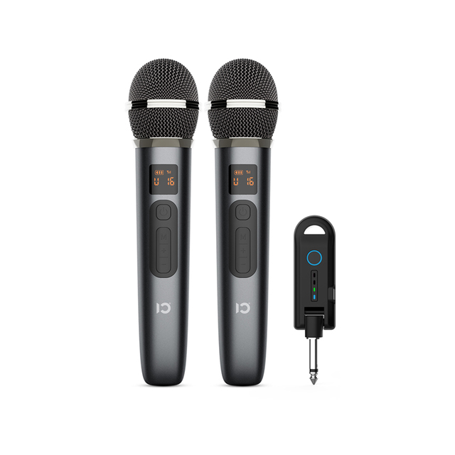 SHIDU Dual Channel Wireless Dynamic Portable Mic System Plug&Play Handheld Karaoke Microphone With Rechargeable Receiver