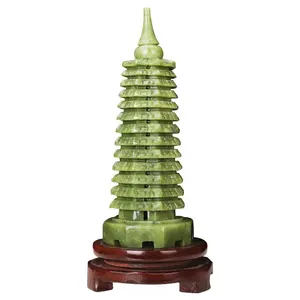 Chinese Natural jade 9 storey 135 cm Wenchang Tower Statue / for Living Room Office desktop Ornaments