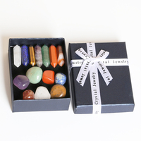 JD Wholesale Ensemble de pierres naturelles 7 Chakras en cristal sculpté à double pointe, pour Feng Shui, énergie de guérison et yoga, idéal pour fête d'anniversaire