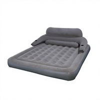 Colchón Inflable de PVC con Bomba Eléctrica Integrada, Reposabrazos, Respaldo Integrado y Portavasos