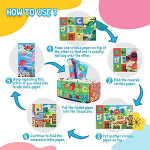 Jouet sensoriel <span class=keywords><strong>pour</strong></span> bébé de 6 à 12 mois, boîte à mouchoirs Montessori <span class=keywords><strong>pour</strong></span> nouveau-né avec bruit froissé et foulards - Product Image 4