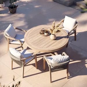 Hotel Outdoor <b>Table</b> and Chair Courtyard Wood Waterproof Anticorrosive Leisure <b>Balcony</b> Outdoor Garden Dining Chair - Product Image 3