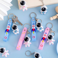 Porte-clés mignon en PVC souple, motif astronaute de dessin animé, petit, étanche, léger, figurine souvenir
