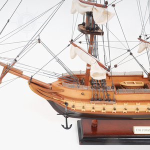 Handcrafted USS Constitution Small Model Ship in Cedar Wood Painted Nautical Gift with <b>Display</b> <b>Case</b> for Maritime Decoration - Product Image 6