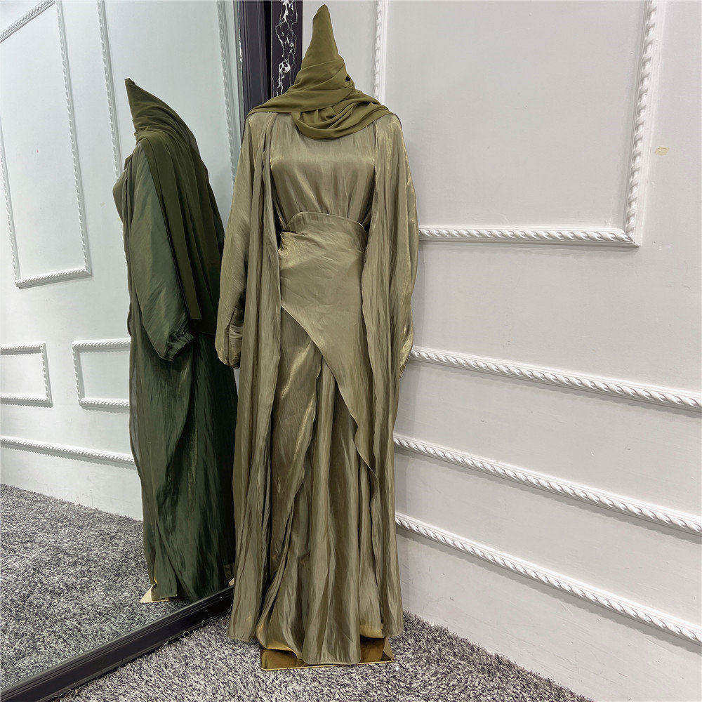 คาร์ดิแกนสีเขียวทหาร + ด้านใน + ฮิญาบ