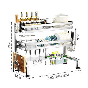 Moderno <span class=keywords><strong>Escurridor</strong></span> <span class=keywords><strong>de</strong></span> <span class=keywords><strong>Platos</strong></span> y Tazones <span class=keywords><strong>de</strong></span> Acero Inoxidable <span class=keywords><strong>de</strong></span> Doble Nivel y 2 Capas, Estante <span class=keywords><strong>de</strong></span> Almacenamiento para Encimera <span class=keywords><strong>de</strong></span> Cocina - Product Image 5