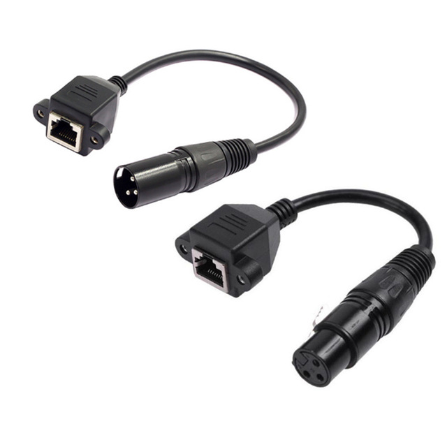 OEM/ODM 3 Pin XLR to Cat5 RJ45 8P8C Network Adapter Cable with Panel Mount for DMX 512 LED Controller
