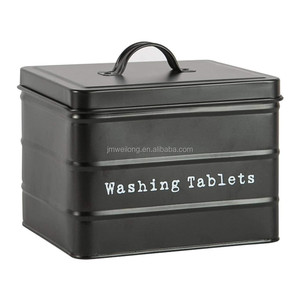 Boîte de rangement en métal galvanisé pour tablettes de lavage, boîte de rangement pour tablettes de lavage, <span class=keywords><strong>support</strong></span> de feuilles de séchage avec lèvre pour l'organisation de la buanderie - Product Image 4