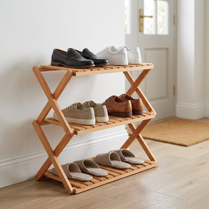 Multipurpose 3-Tier Folding Wooden <b>Storage</b> <b>Rack</b> - Minimalist Plant Stand & <b>Shoe</b> Organizer - Product Image 6