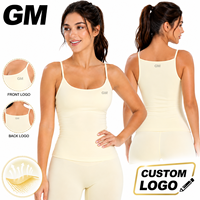 Débardeur de yoga rembourré pour femme GM Wholesale, coupe ajustée, bretelles spaghetti, séchage rapide, dos nu, pour la gym, le fitness et l'entraînement, vêtement de sport, camisole, gilet