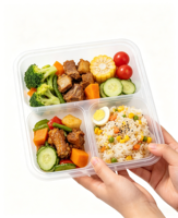 Boîte Bento Rectangulaire Épaissie en PP Style Américain à Compartiments Divisés Qualité Alimentaire Jetable pour Salade, Hamburger, Pain, Pizza, Nouilles