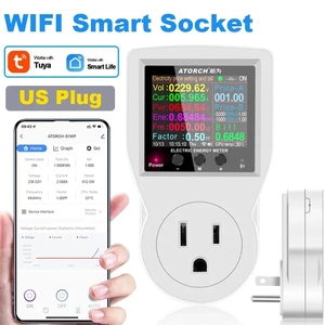 16A Tuya WIFI Smart Socket AC220V 110V Vatímetro digital Enchufe DE LA UE Consumo de electricidad Energía KWH Medidor de energía de EE. UU. - Product Image 3