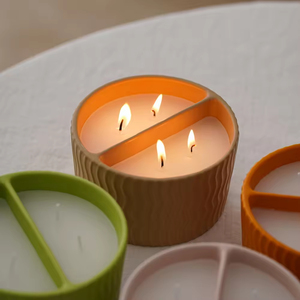Unique Double Section Ceramic <b>Candle</b> Holders <b>Candle</b> Jar Cylinder Scented <b>Candle</b> Gift Set With Cotton <b>Wicks</b> for Home Decoration - Product Image 5